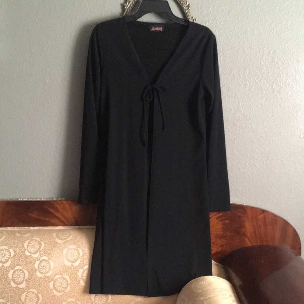 Vintage 90s! Long black open front cardigan